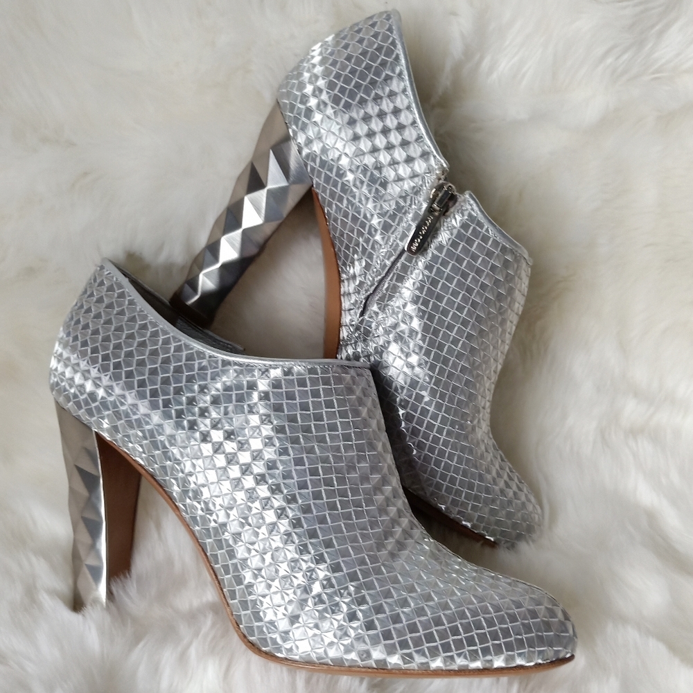 Sergio Rossi Woven Bootie Geometric Heel